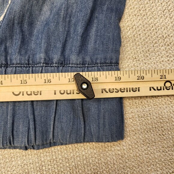 Kardashian Kollection Womens XL Denim Jacket With White Boho Print & Zipper Clos - Picture 15 of 16